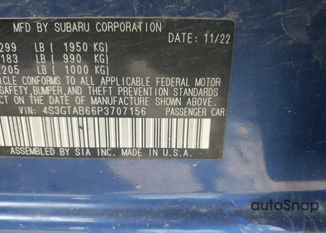 2023 Subaru Impreza Base 5-Door from USA, damaged, VIN 4S3GTAB66P3707156